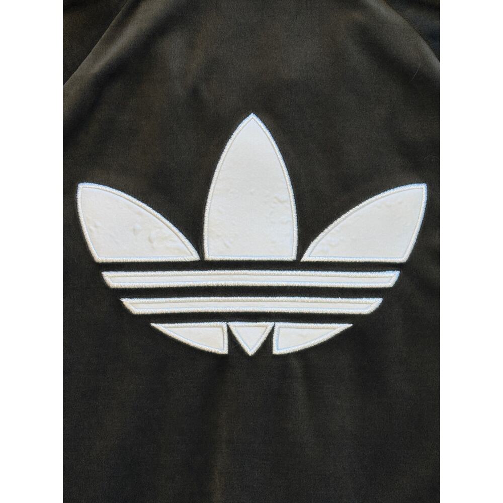Adidas Track Jacket Girl Large Gray Velour Velvet Full Zip Streetwear Hip Hop - Picture 4 of 10
